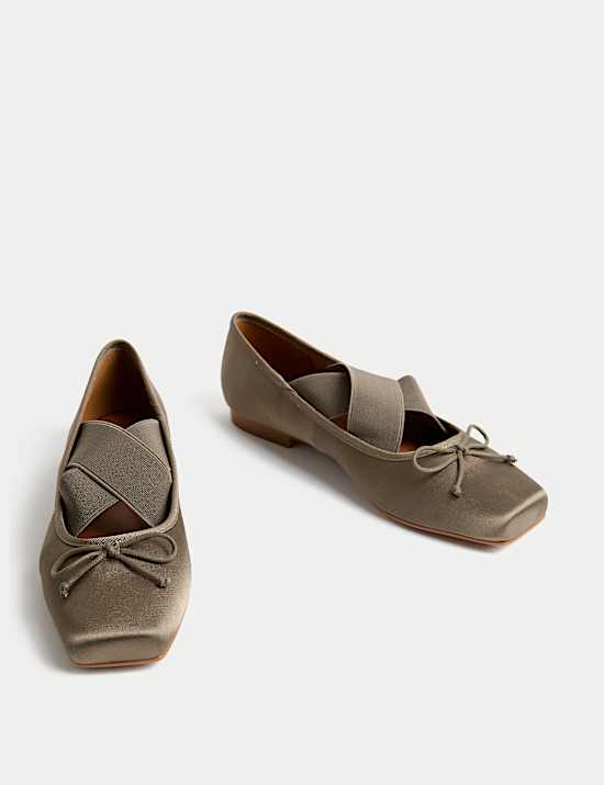 Satin Strappy Flat Ballet Pumps