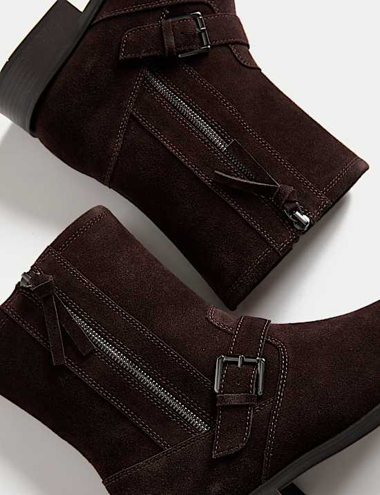 Suède enkellaarsjes met gesp