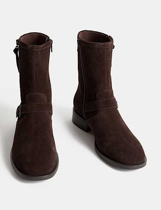 Suède enkellaarsjes met gesp