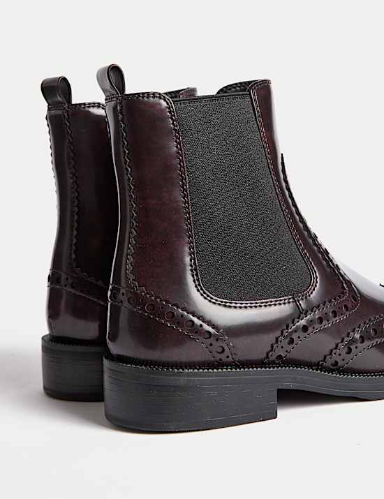 Chelsea Brogue Detail Block Heel Ankle Boots
