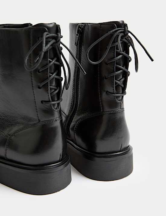 Leather Block Heel Ankle Boots