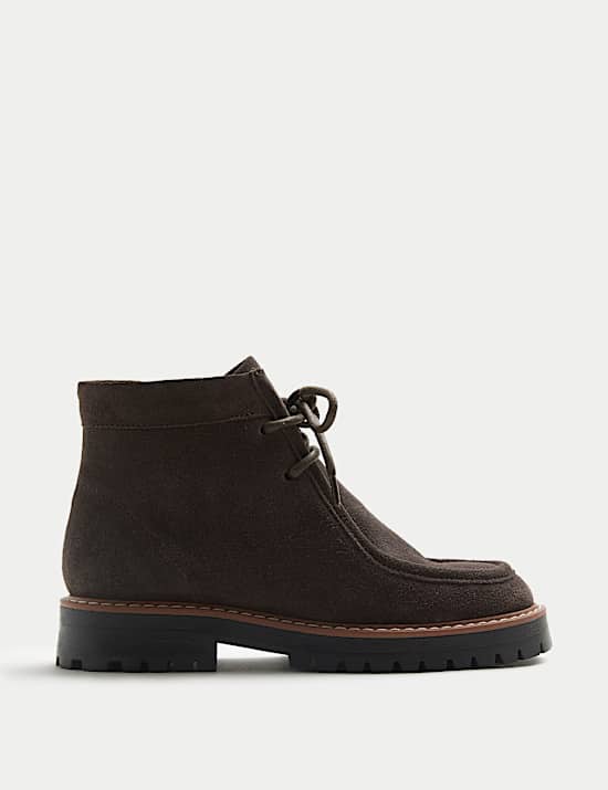 Suede Chunky Block Heel Ankle Boots