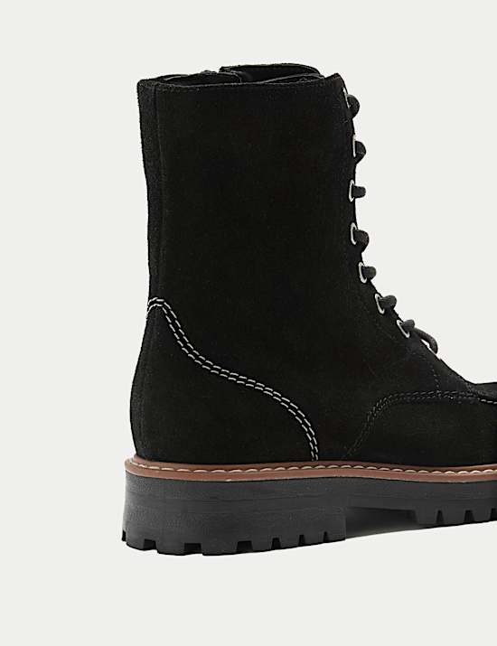 Suede Block Heel Ankle Boots