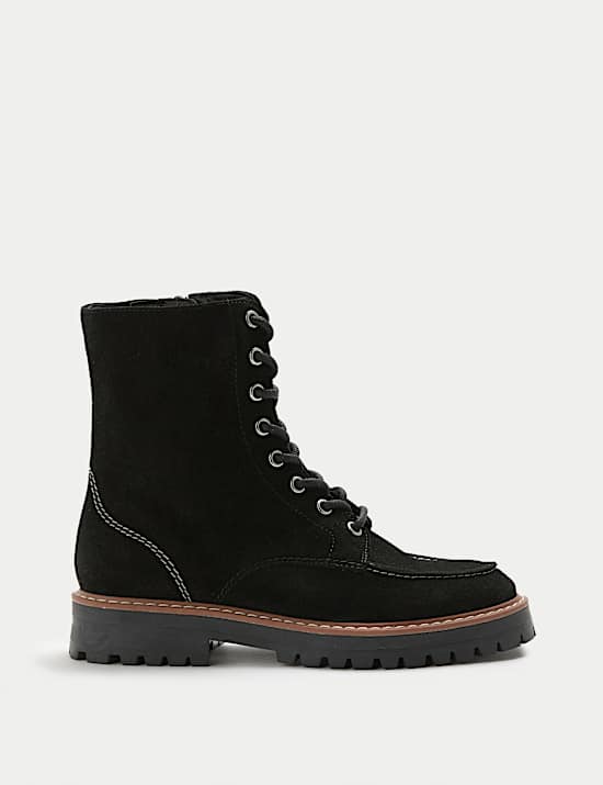 Suede Block Heel Ankle Boots