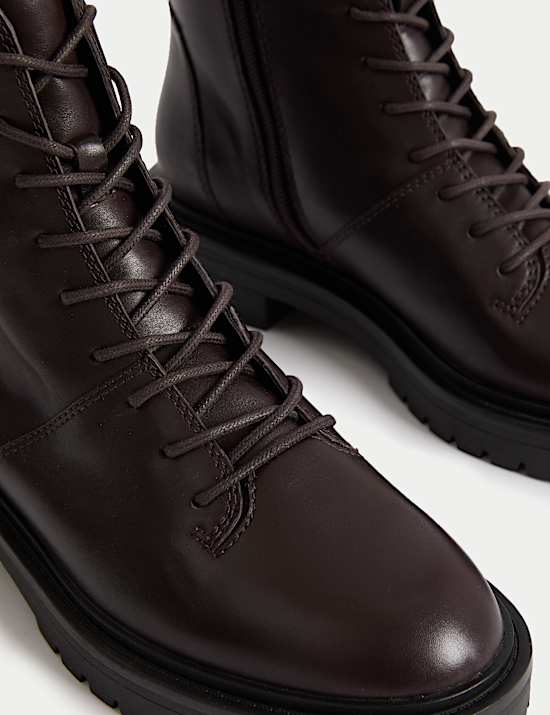 Leather Lace Up Ankle Boots