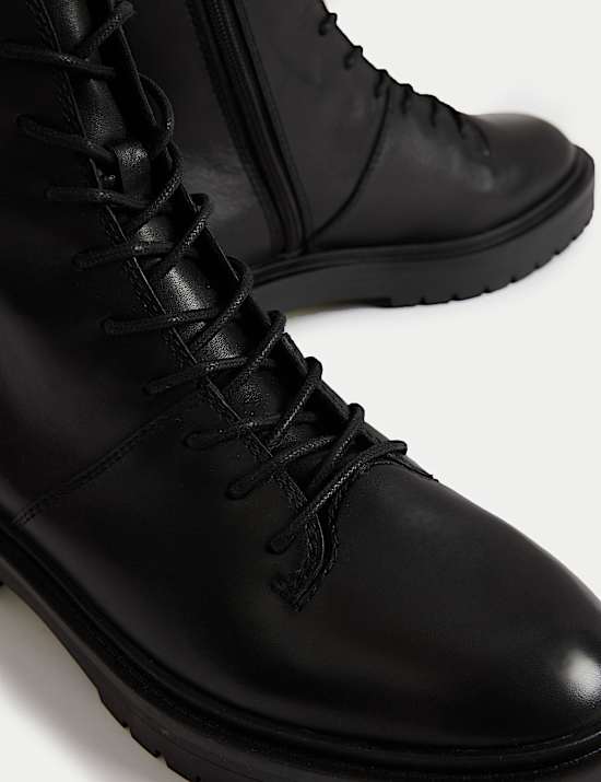 Leather Lace Up Ankle Boots