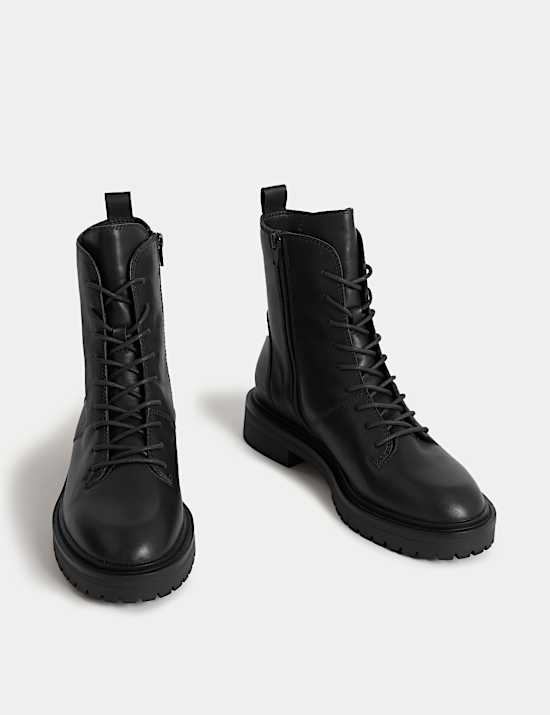 Leather Lace Up Ankle Boots