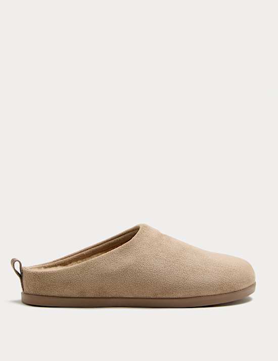 Faux Fur Lined Back Tab Mule Slippers