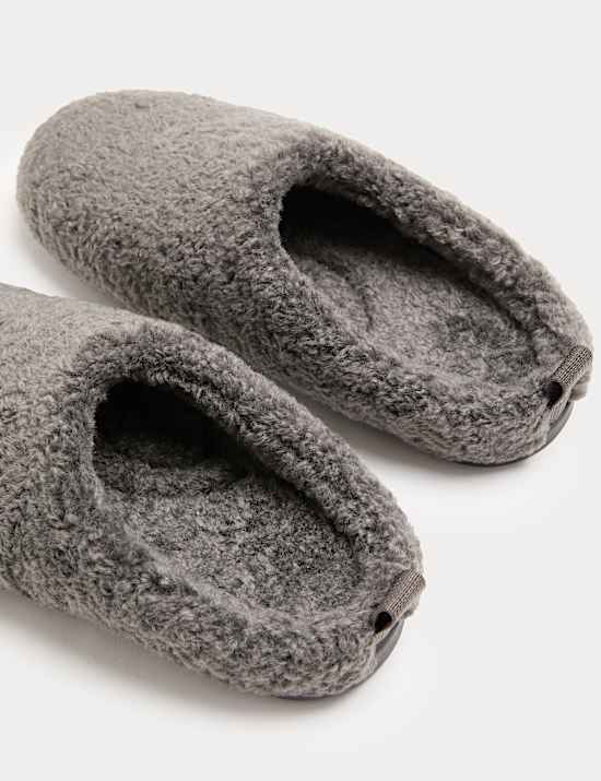 Borg Back Tab Mule Slippers