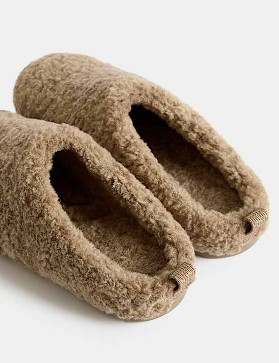 Borg Back Tab Mule Slippers