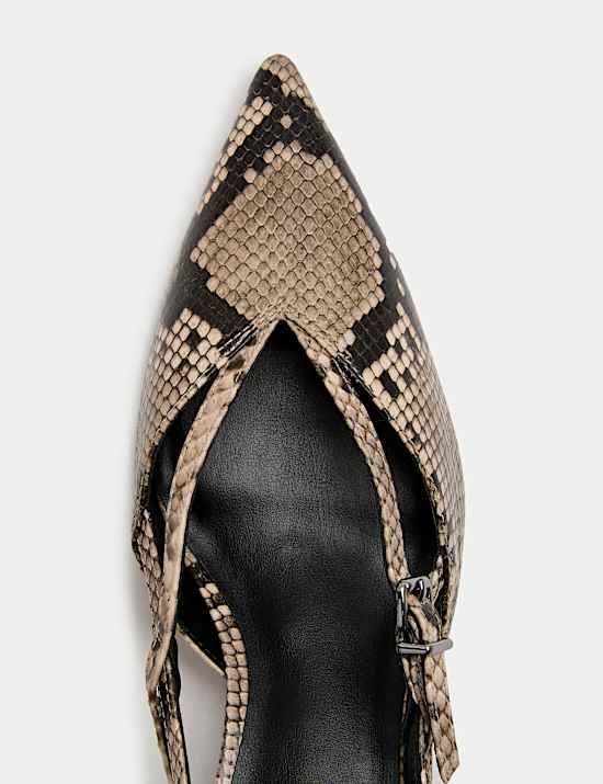 Slingbacks met kittenhak en slangenprint