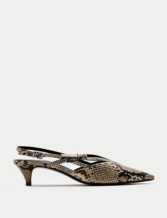 Slingbacks met kittenhak en slangenprint