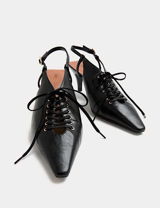 Lace Up Stiletto Heel Slingback Shoes