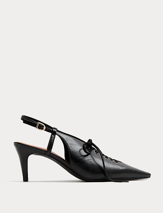 Lace Up Stiletto Heel Slingback Shoes