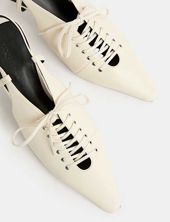 Lace Up Stiletto Heel Slingback Shoes