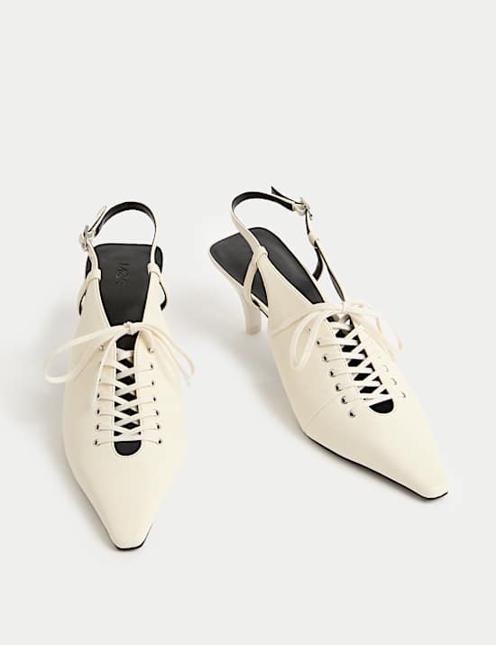 Lace Up Stiletto Heel Slingback Shoes