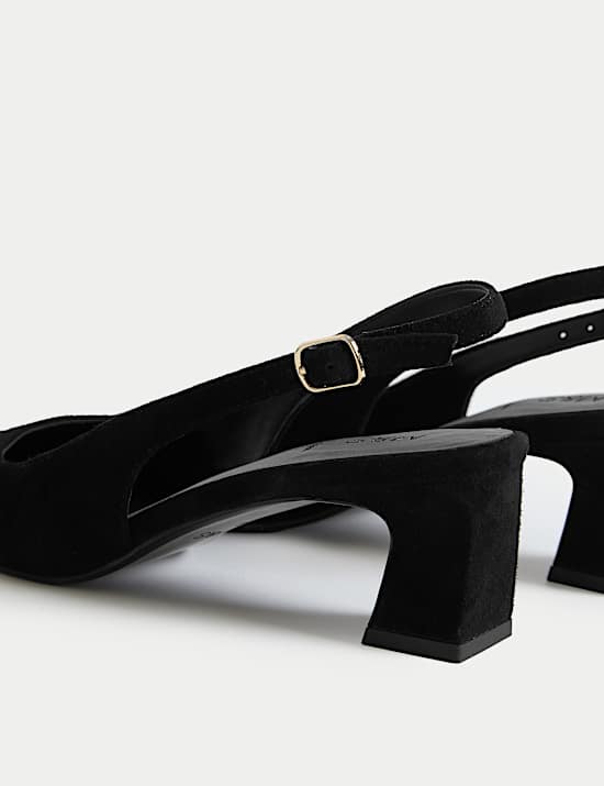 Suede Square Toe Slingback Shoes