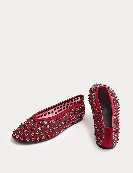 Gem Studded Flat Ballet Pumps