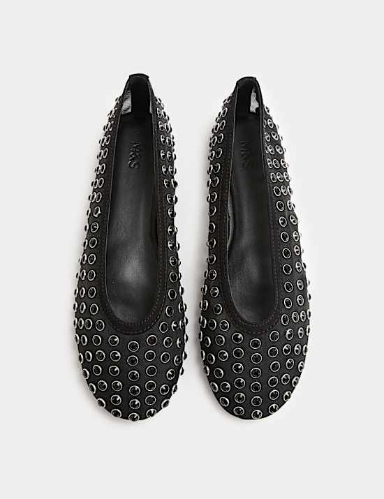 Gem Studded Flat Ballet Pumps