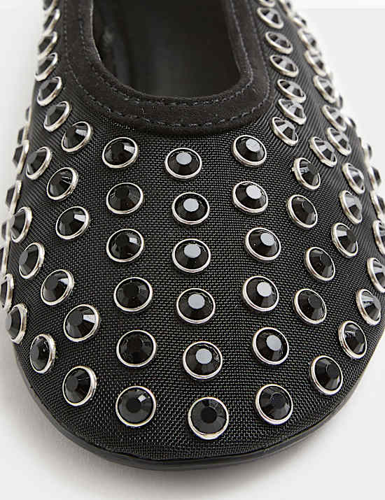 Gem Studded Flat Ballet Pumps