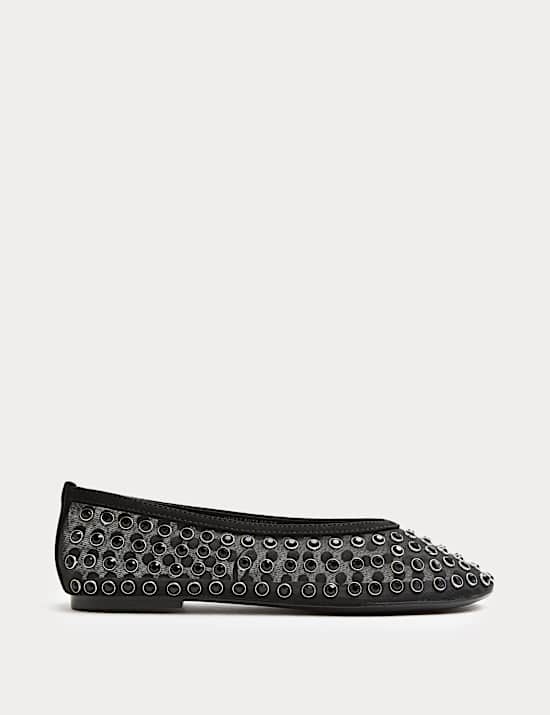 Gem Studded Flat Ballet Pumps