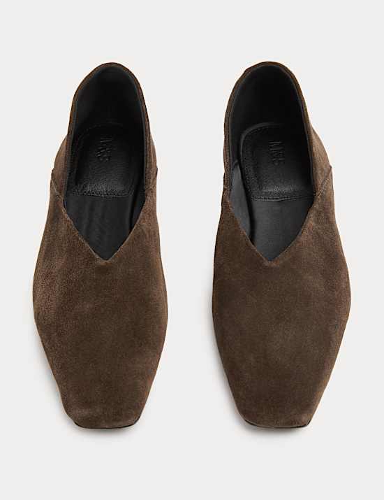 Suede Flat Chisel Toe Ballet Pumps