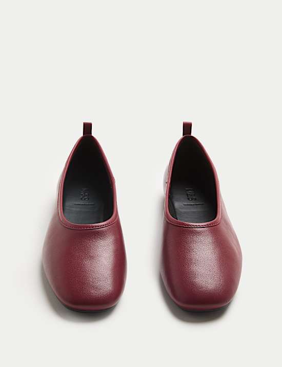 Leather Slip On Flat Ballet Pumps