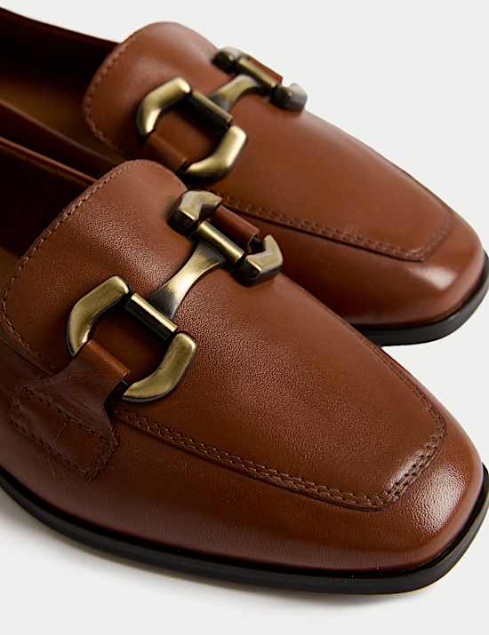 Leather Trim Flat Loafers
