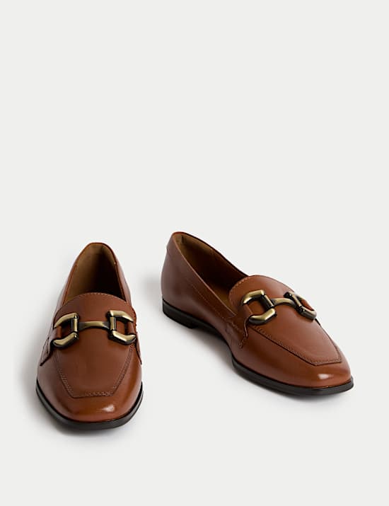 Leather Trim Flat Loafers