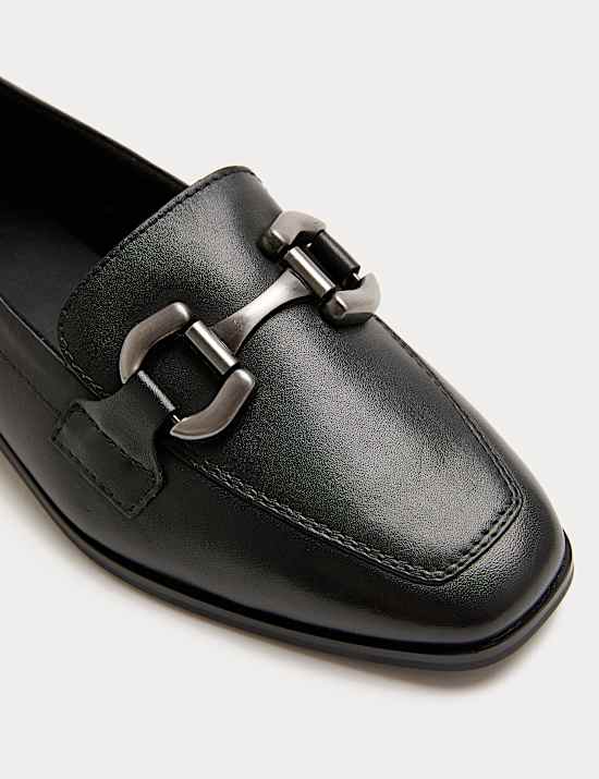 Leather Trim Flat Loafers