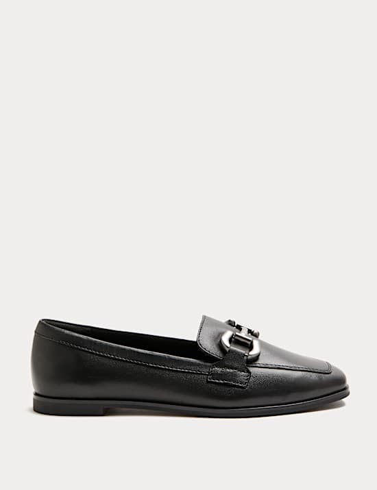 Leather Trim Flat Loafers
