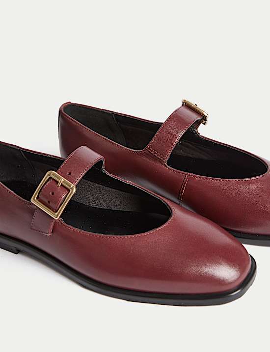 Leather Strappy Flat Pumps