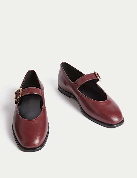 Leather Strappy Flat Pumps