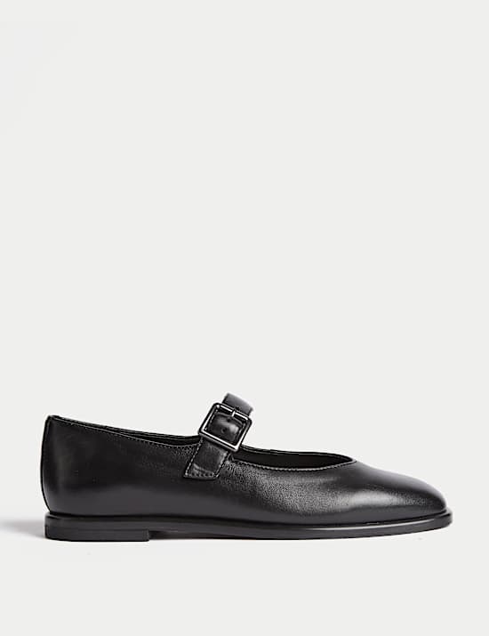 Leather Strappy Flat Pumps