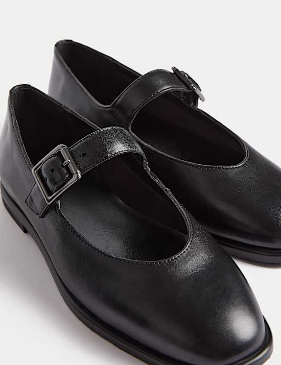 Leather Strappy Flat Pumps