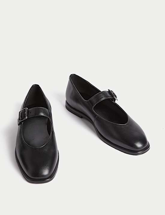 Leather Strappy Flat Pumps