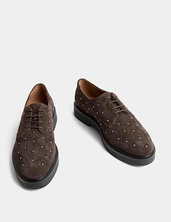Suede Studded Lace Up Shoes