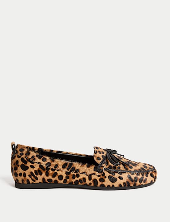Chaussures bateau en cuir à imprimé léopard