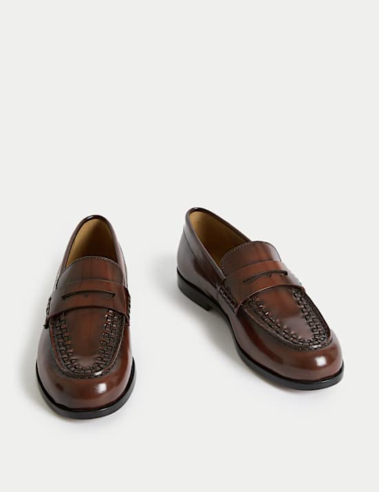 Leather Slip On Flat Loafers