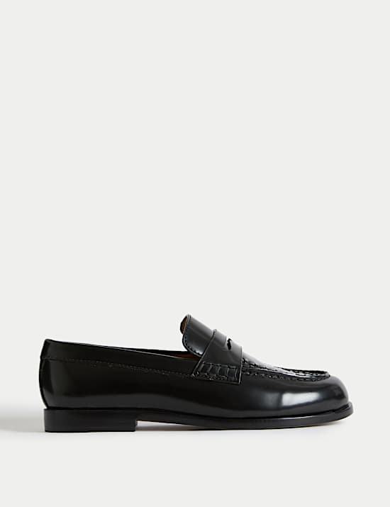 Leather Slip On Flat Loafers