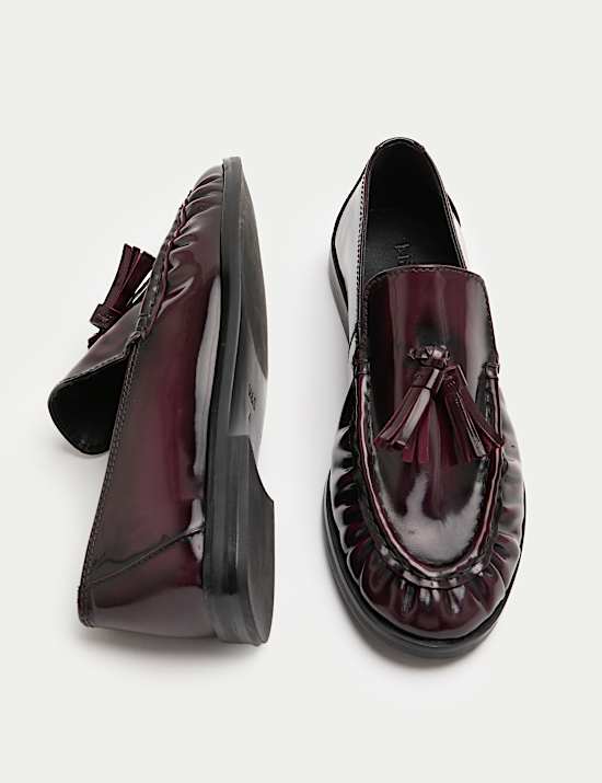 Leather Tassel Flat Loafers