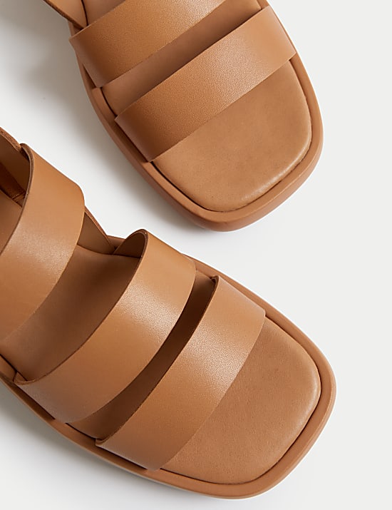Leather Ankle Strap Flatform Sandals