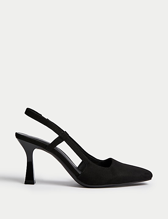 Stiletto Heel Slingback Shoes BLACK Sandals M S CA