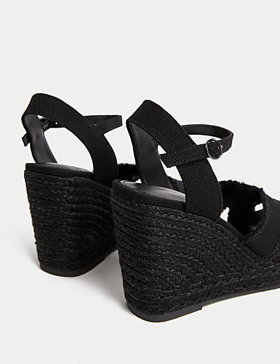 Canvas Buckle Wedge Espadrilles