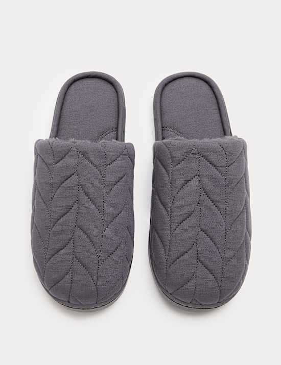 Quilted Mule Slippers with Secret Support