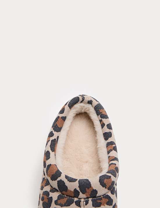 Suede Leopard Print Clog Slippers