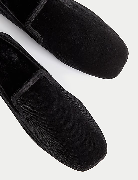 Velvet Square Toe Pump Slippers