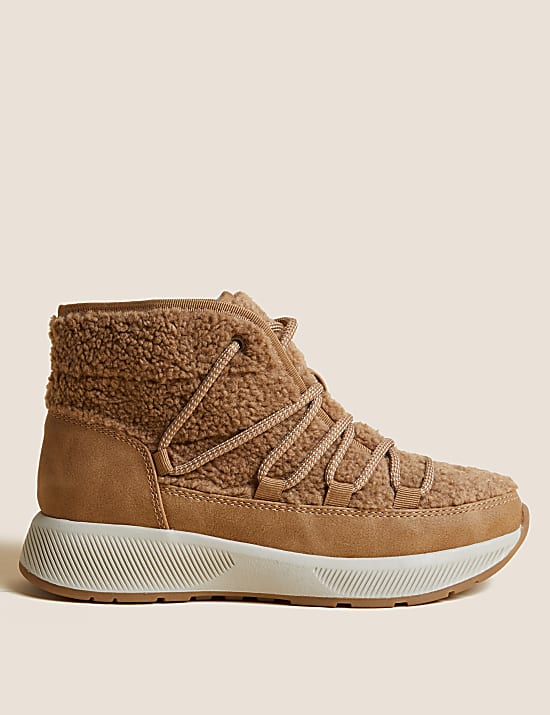 Borg Lace Up Winter Boots