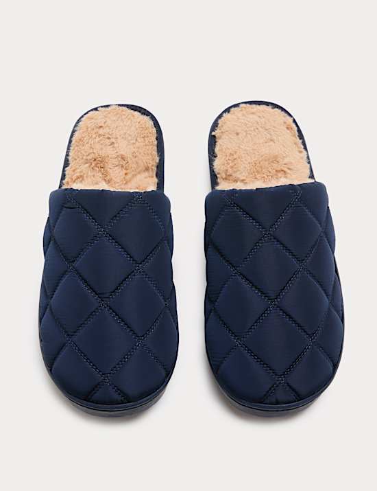 Quilted Mule Slippers with Secret Support