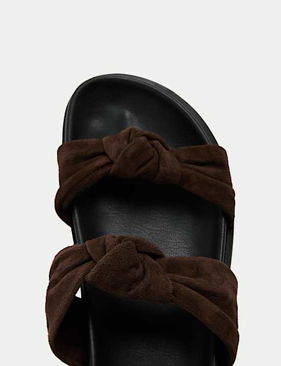 Suede Knot Footbed Sandals